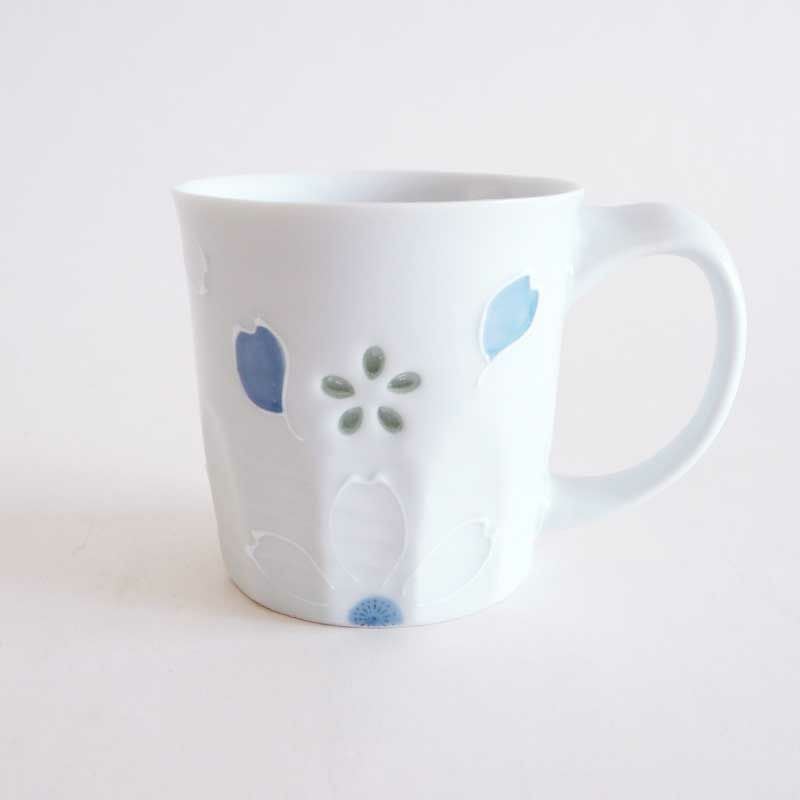 クリスタル桜 フィットマグ 青