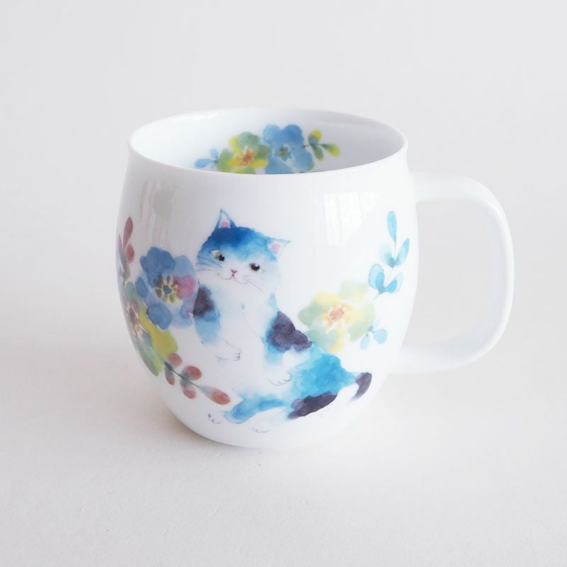花猫マグカップ ブルー｜和食器通販｜織部 Online Store【公式】