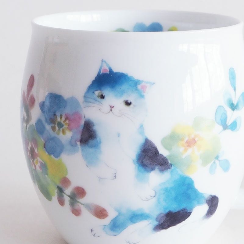 花猫マグカップ ブルー｜和食器通販｜織部 Online Store【公式】