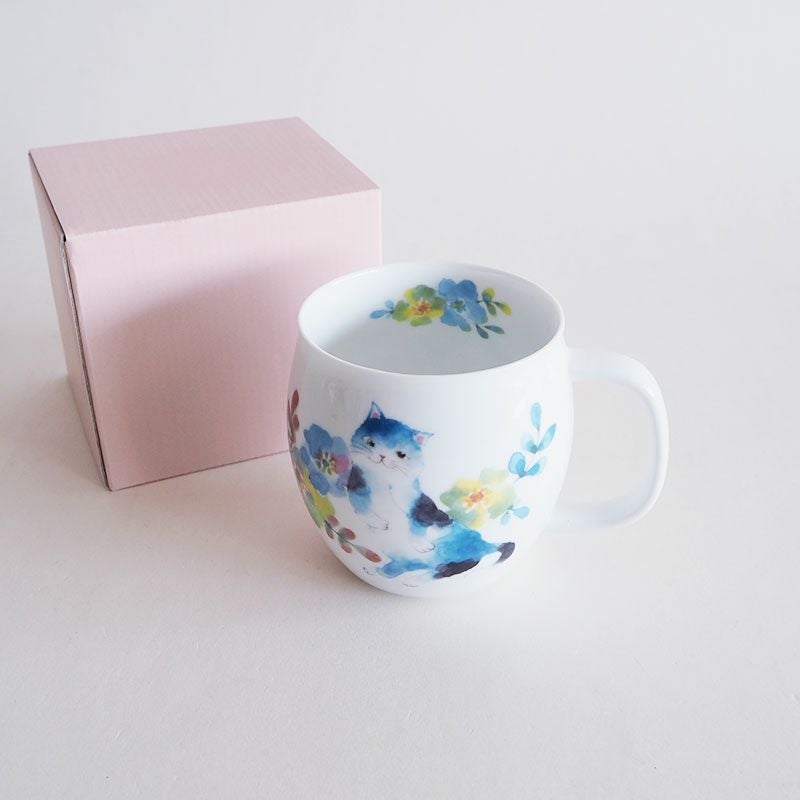 花猫マグカップ ブルー｜和食器通販｜織部 Online Store【公式】