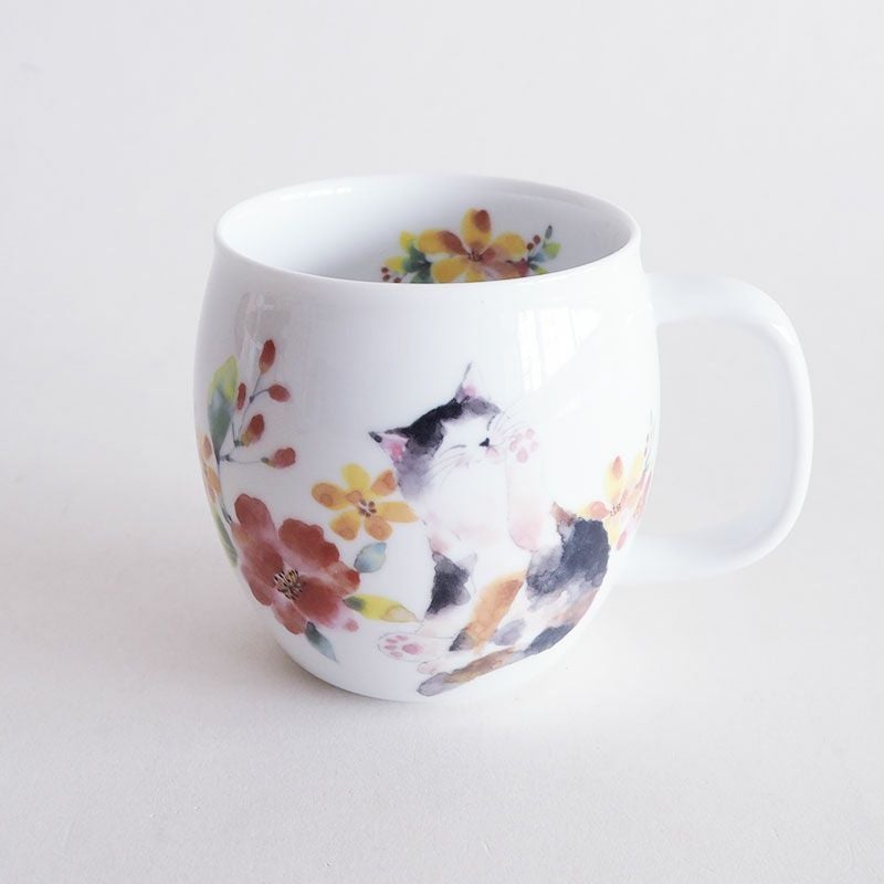 花猫マグカップ レッド