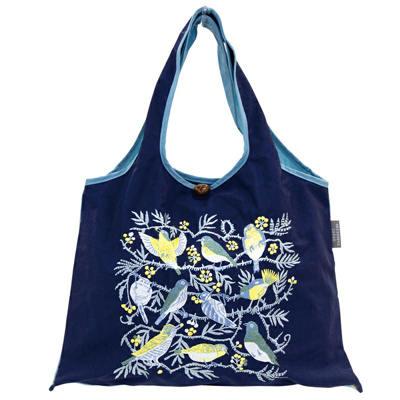 刺繍バッグ　山の鳥