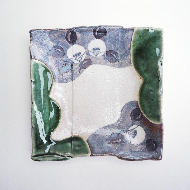 織部椿文角皿 17cm｜和食器通販｜織部 Online Store【公式】