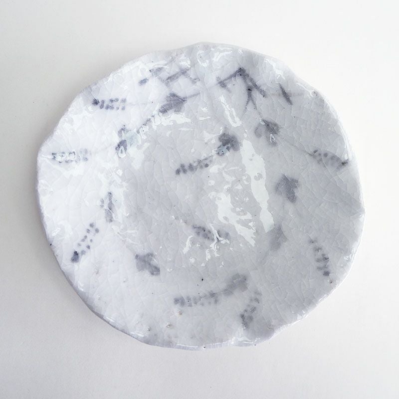 長石釉 草紋7寸皿