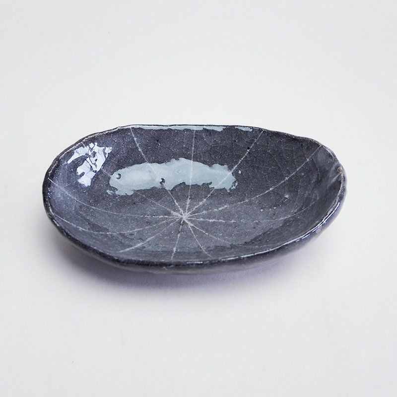 鼠志野 線紋 楕円小鉢