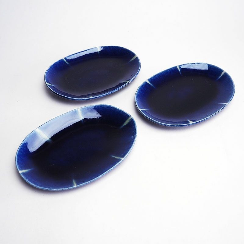 瑠璃 楕円小皿｜和食器通販｜織部 Online Store【公式】