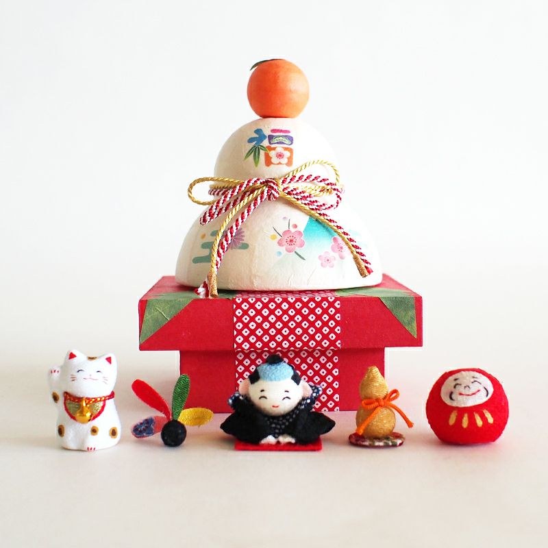 ちぎり和紙彩五福鏡もち