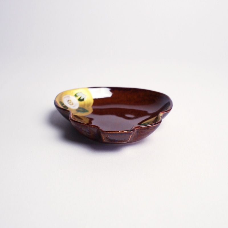 ひょうたん小皿 アメ釉椿｜和食器通販｜織部 Online Store【公式】