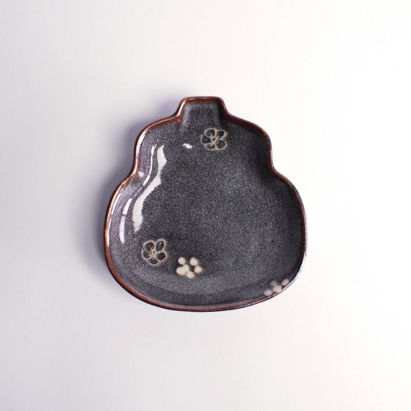 ひょうたん小皿 鼠志野