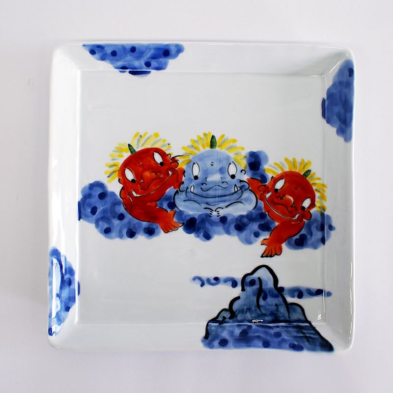 RAKU鬼絵 正角皿（大） 三鬼