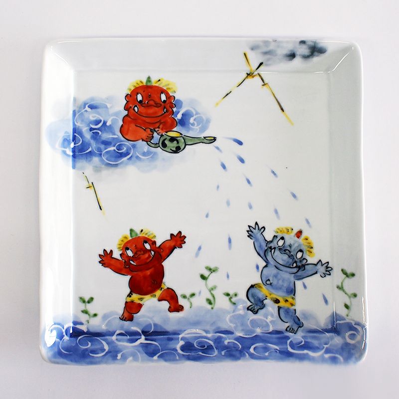RAKU鬼絵 正角皿（大） 水遊び｜和食器通販｜織部 Online Store【公式】