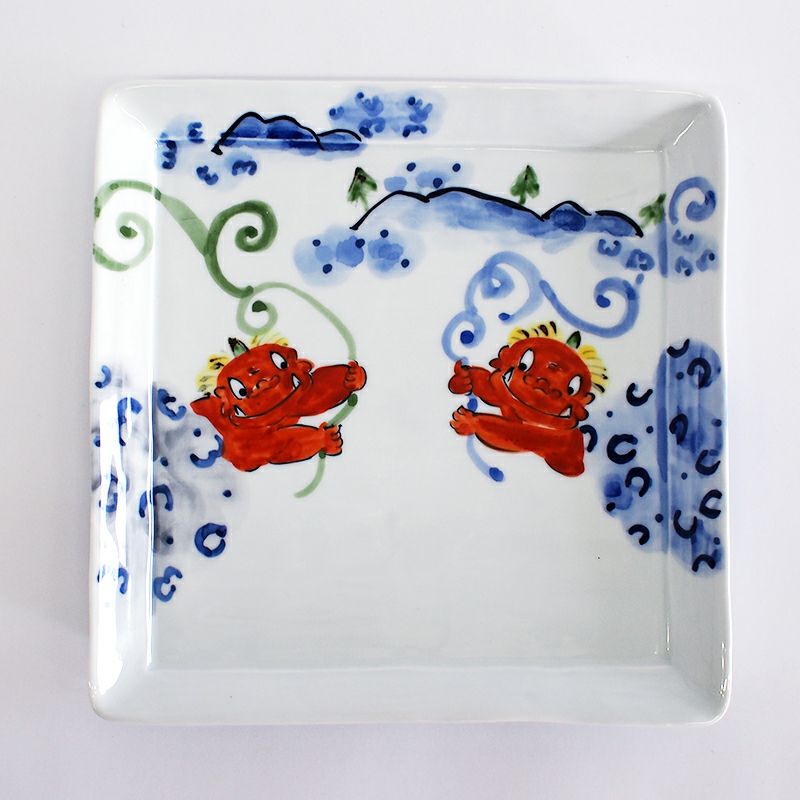 RAKU鬼絵 正角皿（大） ツタ