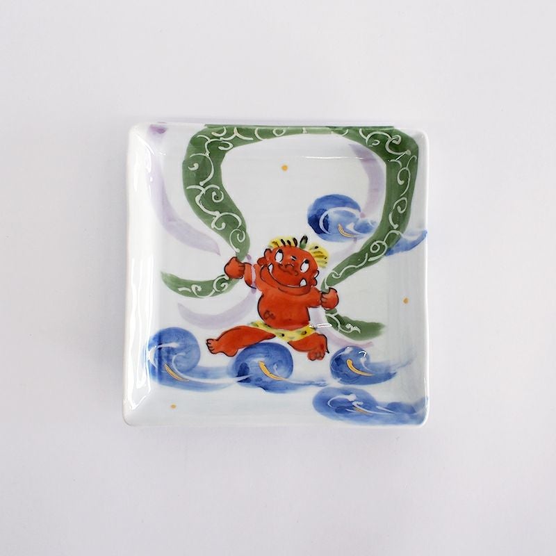 RAKU鬼絵 正角皿（中） 風神