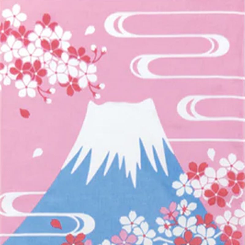 富士山と桜色のピンクが映える手ぬぐいです