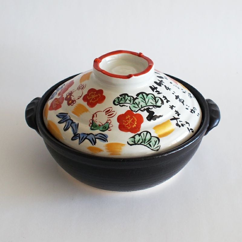 夕立窯　うさぎ　土鍋　炊飯土鍋　色絵　赤絵兎 夕立窯 うさぎ 土鍋 炊飯土鍋 色絵 赤絵兎 【公式通販】 調理器具