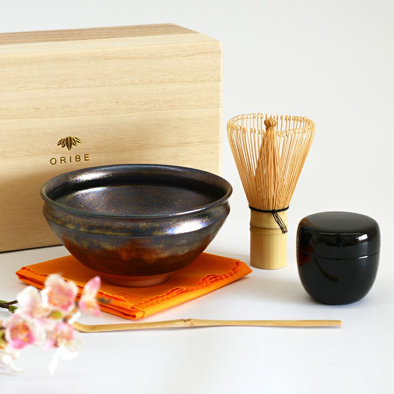  お抹茶セット 虹彩黒碗