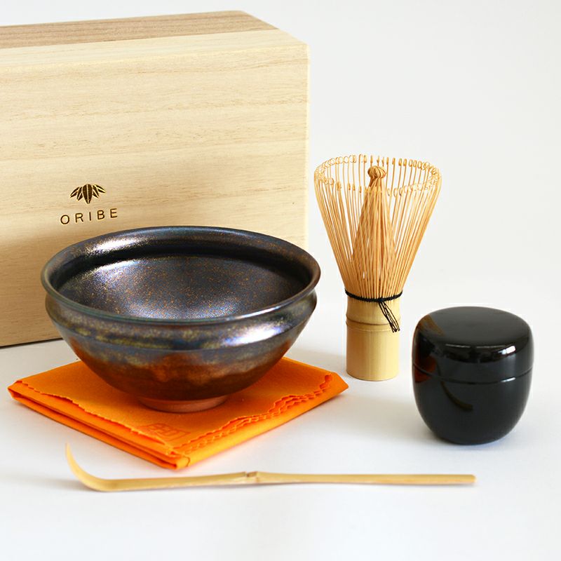  お抹茶セット 虹彩黒碗
