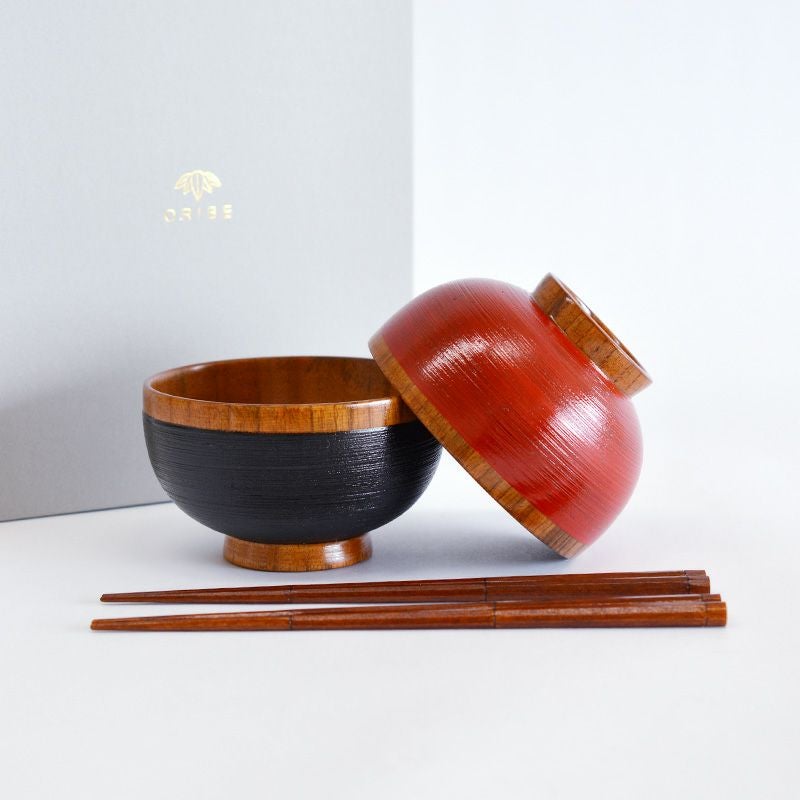 カスミ汁椀ペア 箸付き