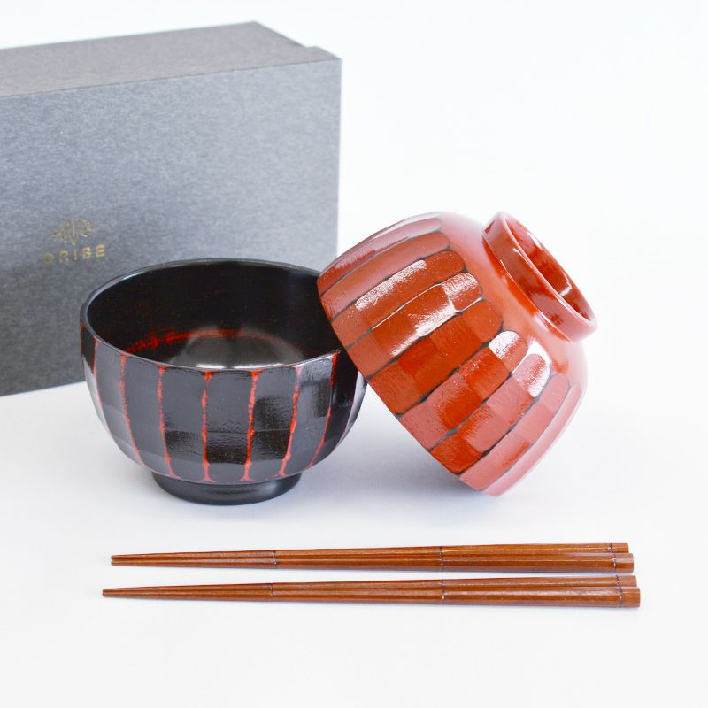 削ぎ彫り お好み椀 ペア箸付き