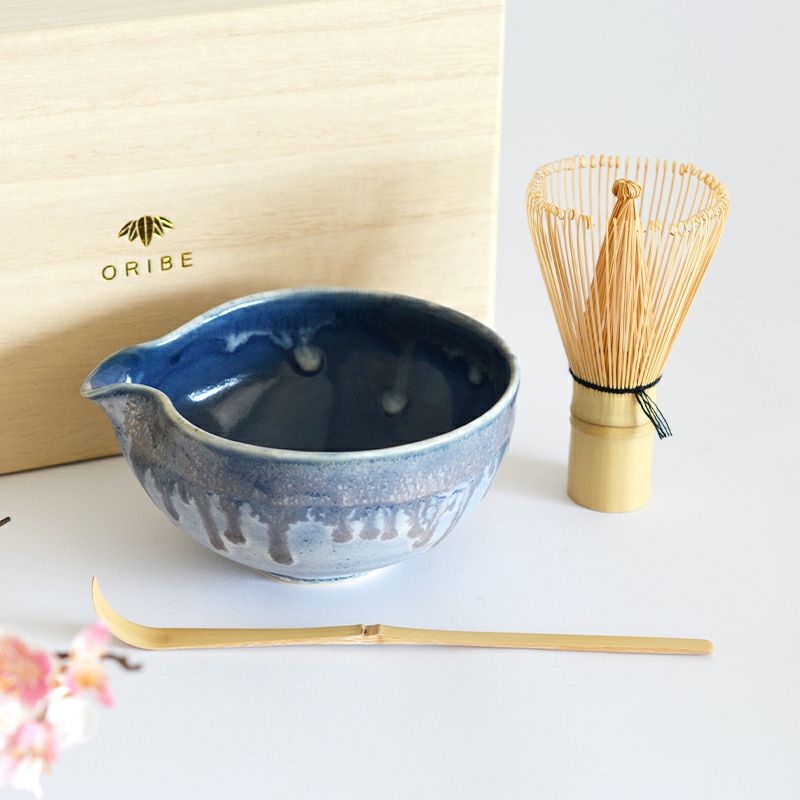 瑠璃釉　香筒　足付　霽藍　茶道具　送料込み251027 釉流し片口抹茶セット 藍｜和食器通販｜織部 Online Store【公式】