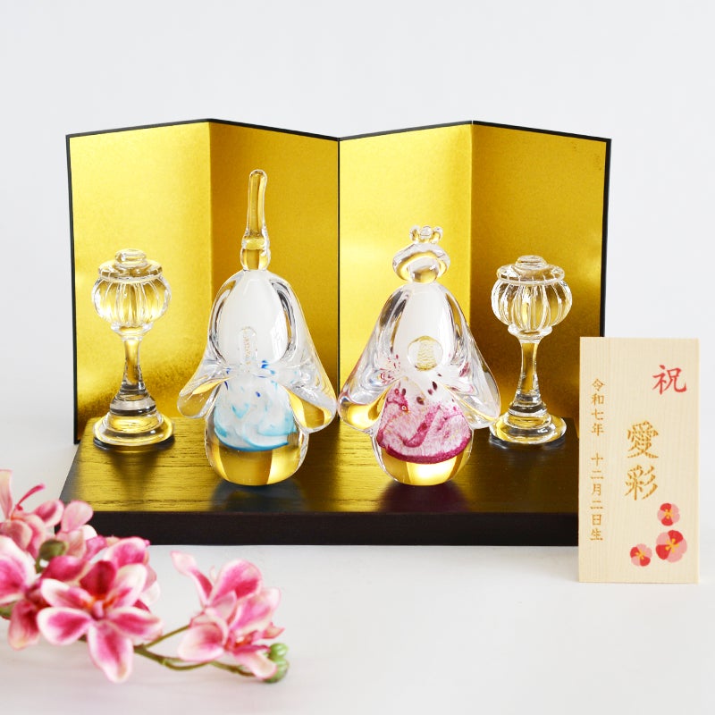 SUN GLASS STUDIO手造り硝子雛 (木製名入れ立札付）｜和食器通販｜織部 