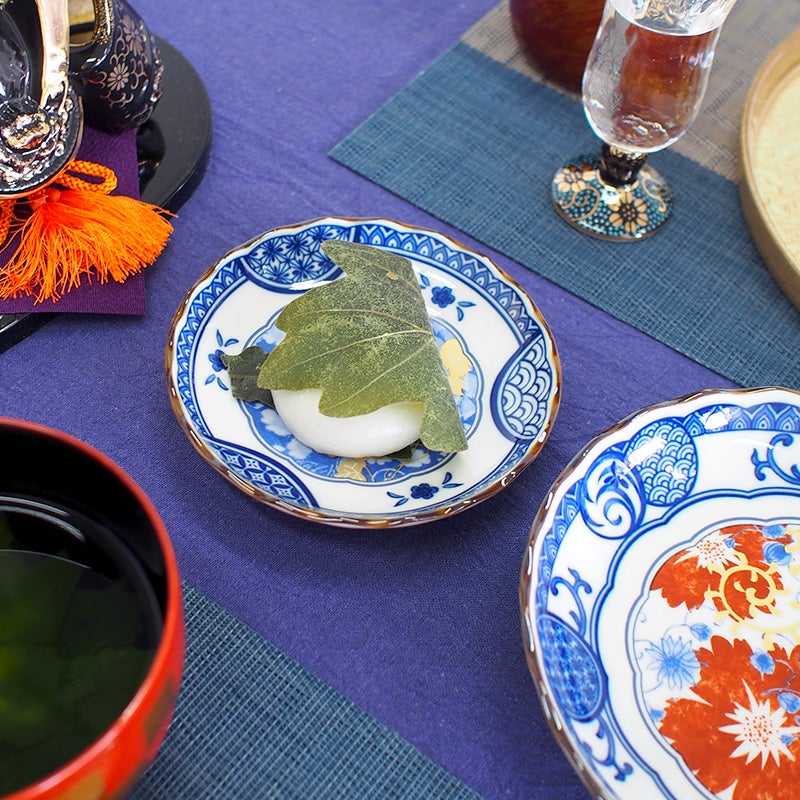 古染金彩3.5寸皿 祥瑞