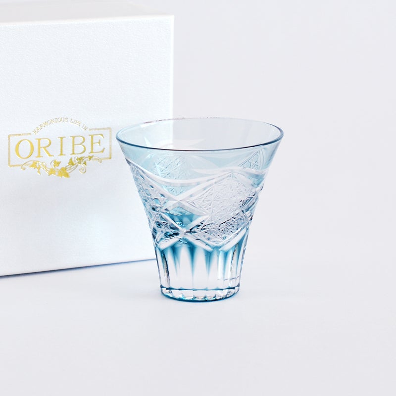 切子 ぐい呑 クリスタル霞 ブルー