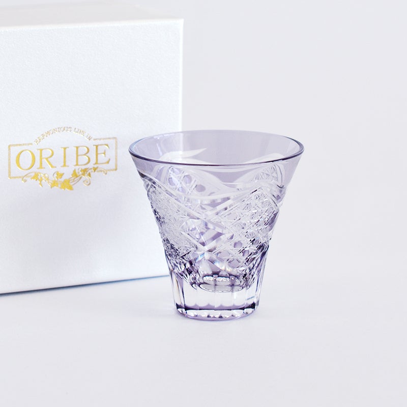 切子 ぐい呑 クリスタル霞 パープル