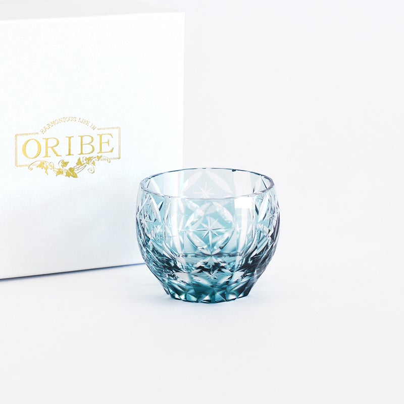 切子 ぐい呑 クリスタル澪 ブルー