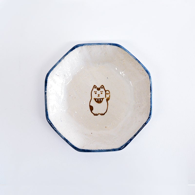 フォーチュン八角小皿　まねきねこ