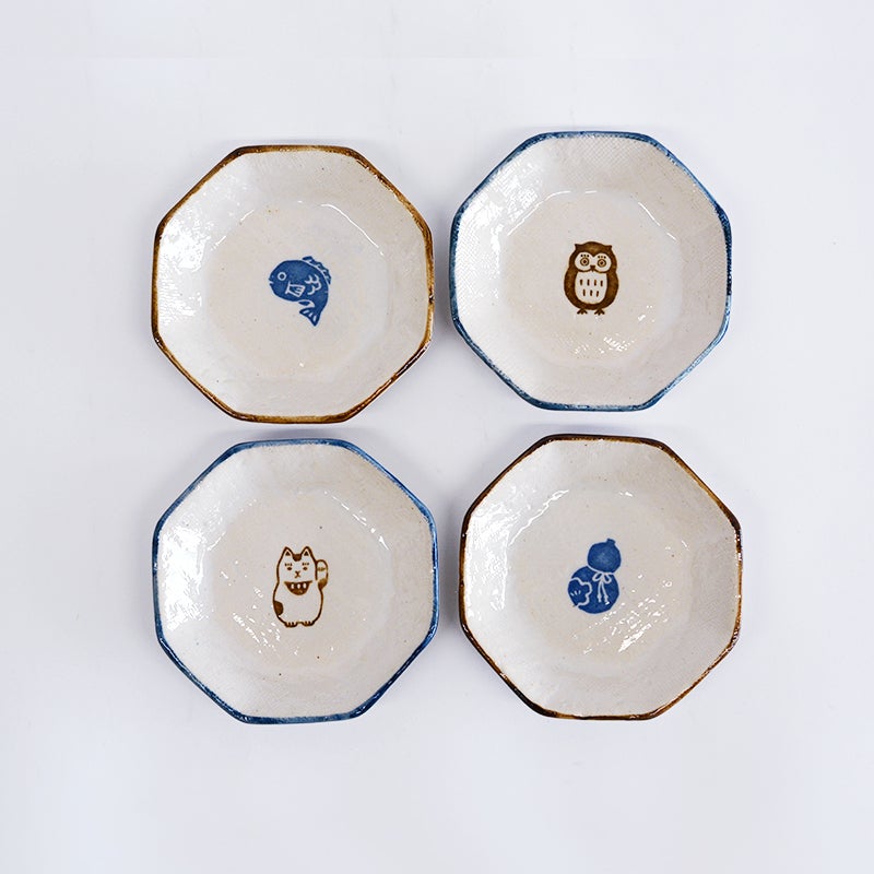 フォーチュン八角小皿 まねきねこ｜和食器通販｜織部 Online Store【公式】