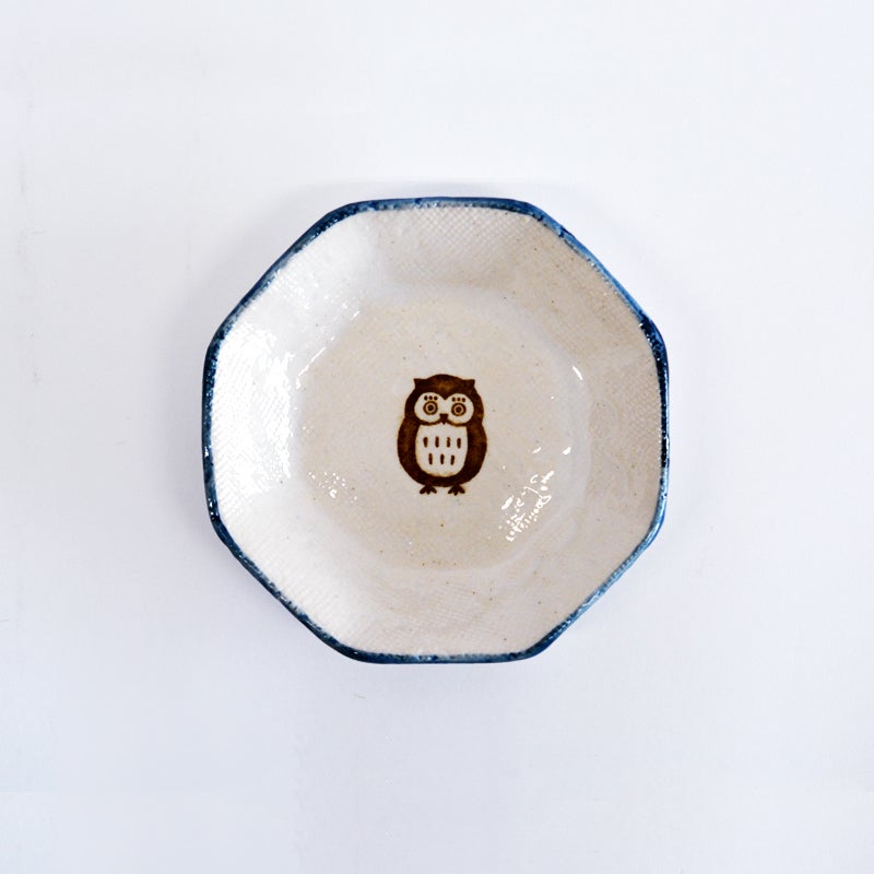 フォーチュン八角小皿 ふくろう