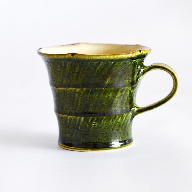 花マグカップ 織部