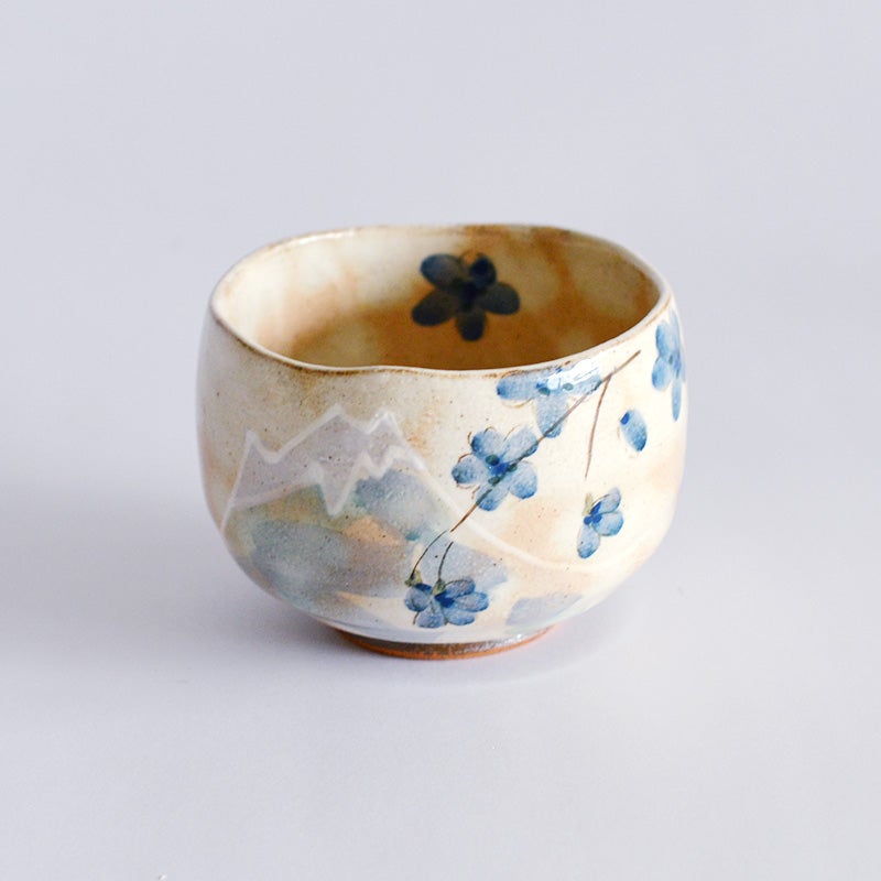 粉引富士桜　いっぷく碗 青