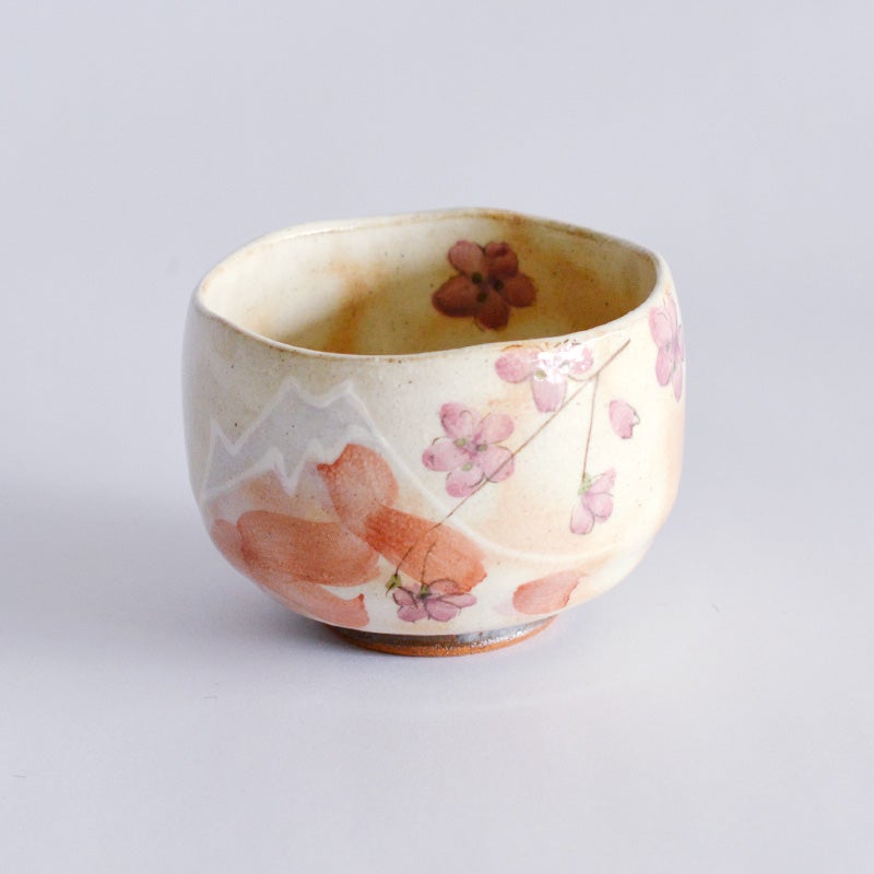 粉引富士桜　いっぷく碗 赤