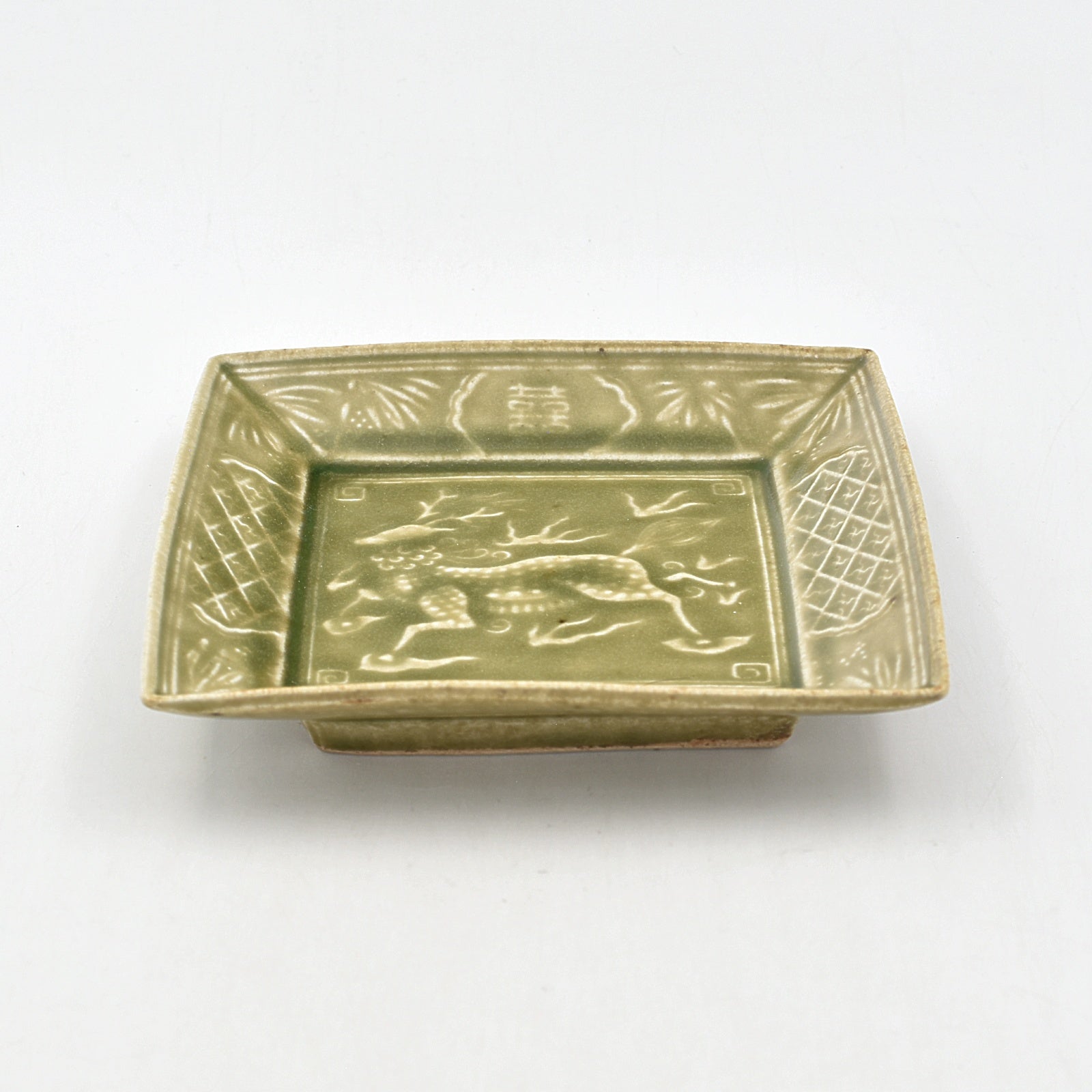 緑青磁麒麟文四方皿｜和食器通販｜織部 Online Store【公式】