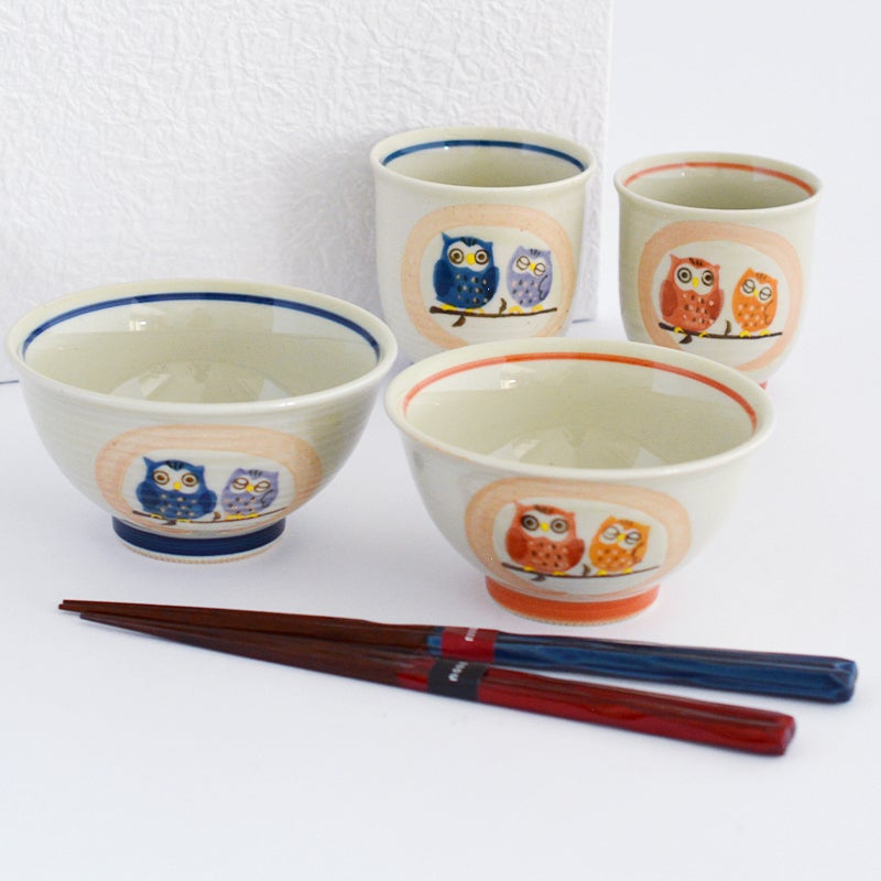 親子ふくろう　夫婦揃（箸付き）